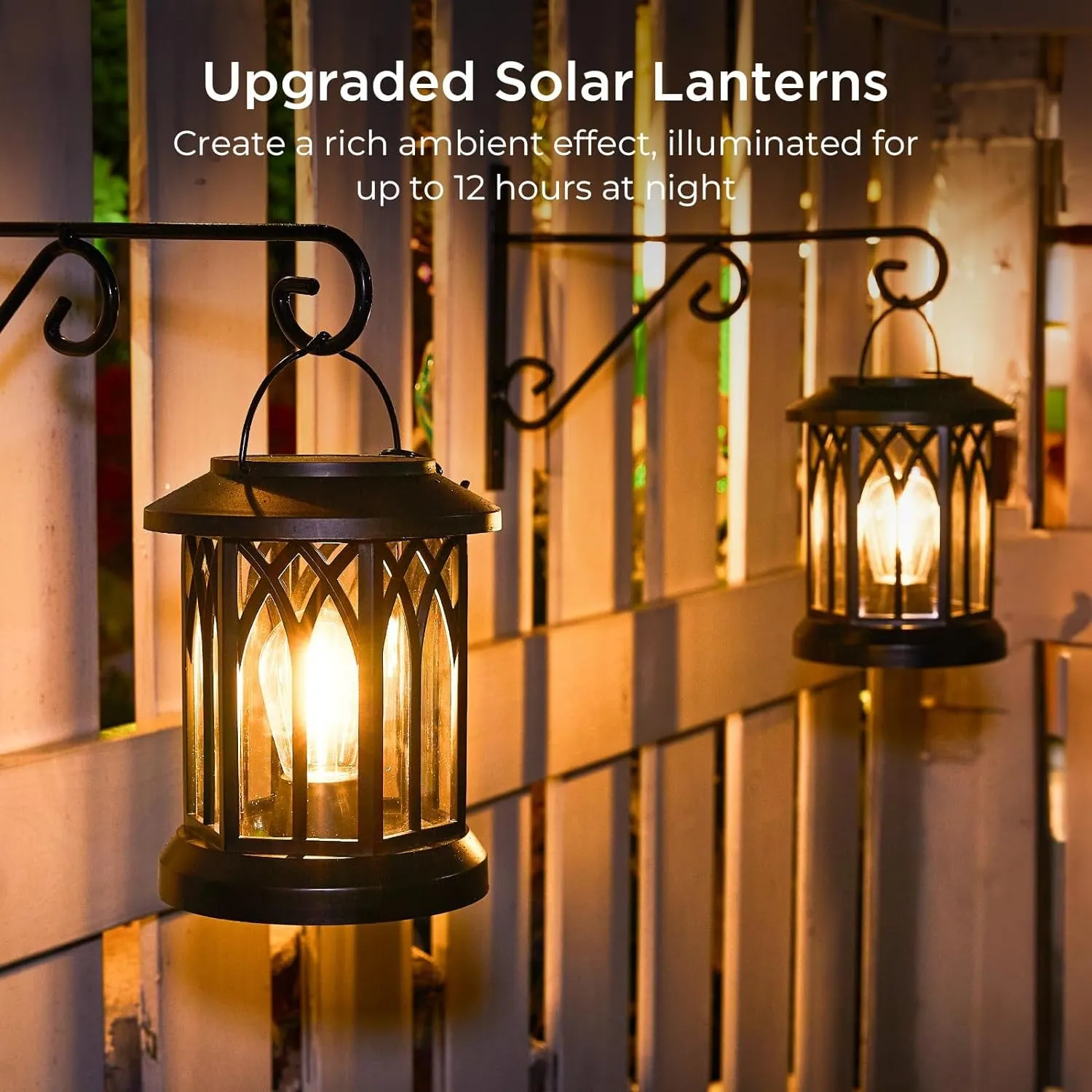 Solar Lanterns Outdoor Waterproof, Upgraded Bright Hanging Solar Lights for Outside,Solar Powered Lanterns Lighting LED for Garden Patio Yard Decorative 2 Pack (Warm Light)