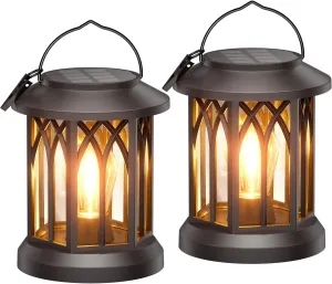 Solar Lanterns Outdoor Waterproof, Upgraded Bright Hanging Solar Lights for Outside,Solar Powered Lanterns Lighting LED for Garden Patio Yard Decorative 2 Pack (Warm Light)