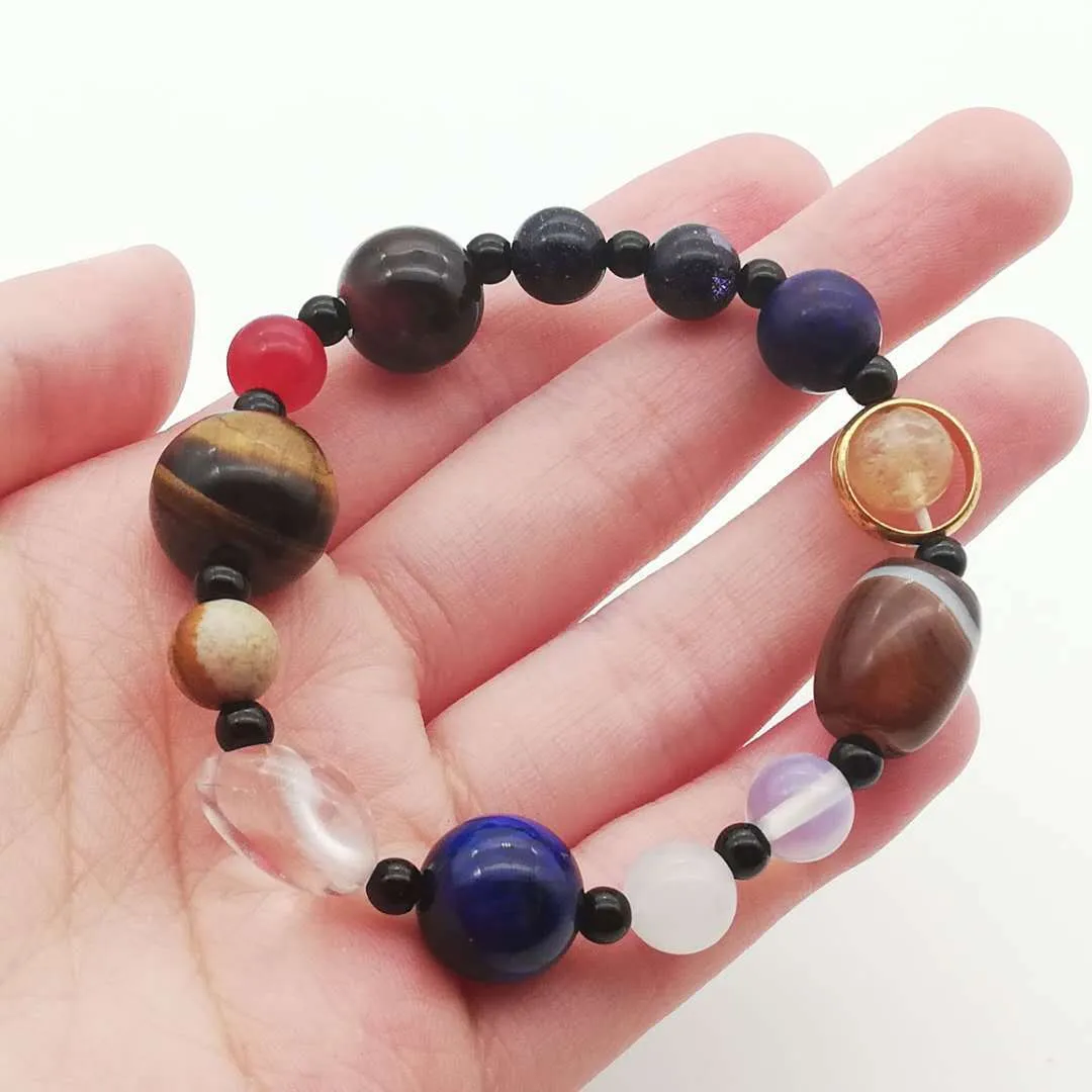 Solar System Duobao Lapis Lazuli Tiger Eye Stone Eight Planets Bracelet