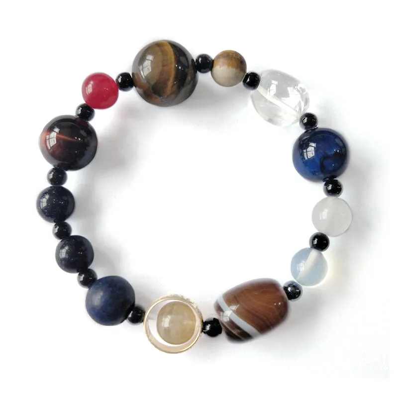 Solar System Duobao Lapis Lazuli Tiger Eye Stone Eight Planets Bracelet