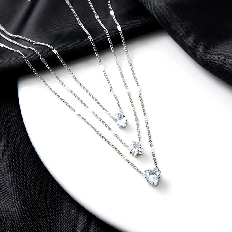 Sparkling Crystal Zircon Pendant Necklace Set  Perfect for Eid