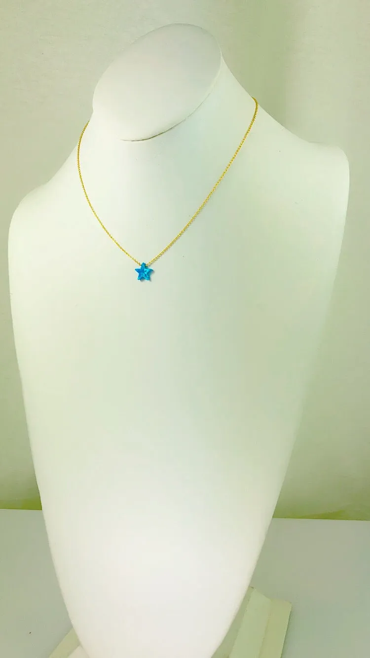 Sterling Silver Blue Moon Star Opal Necklace