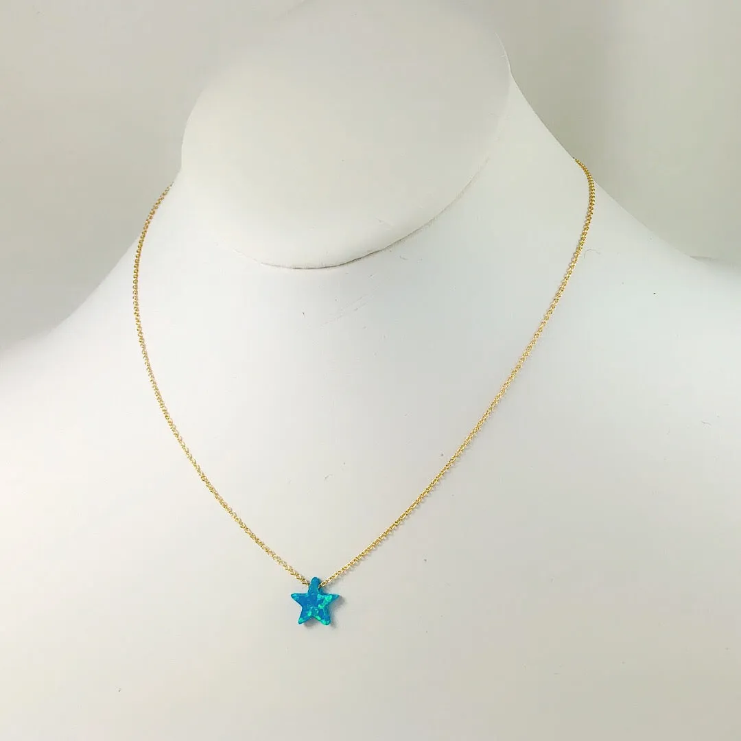 Sterling Silver Blue Moon Star Opal Necklace