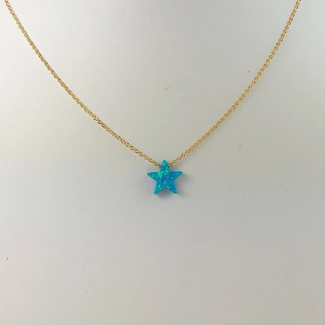 Sterling Silver Blue Moon Star Opal Necklace