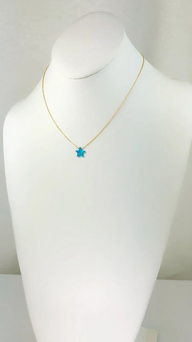 Sterling Silver Blue Moon Star Opal Necklace