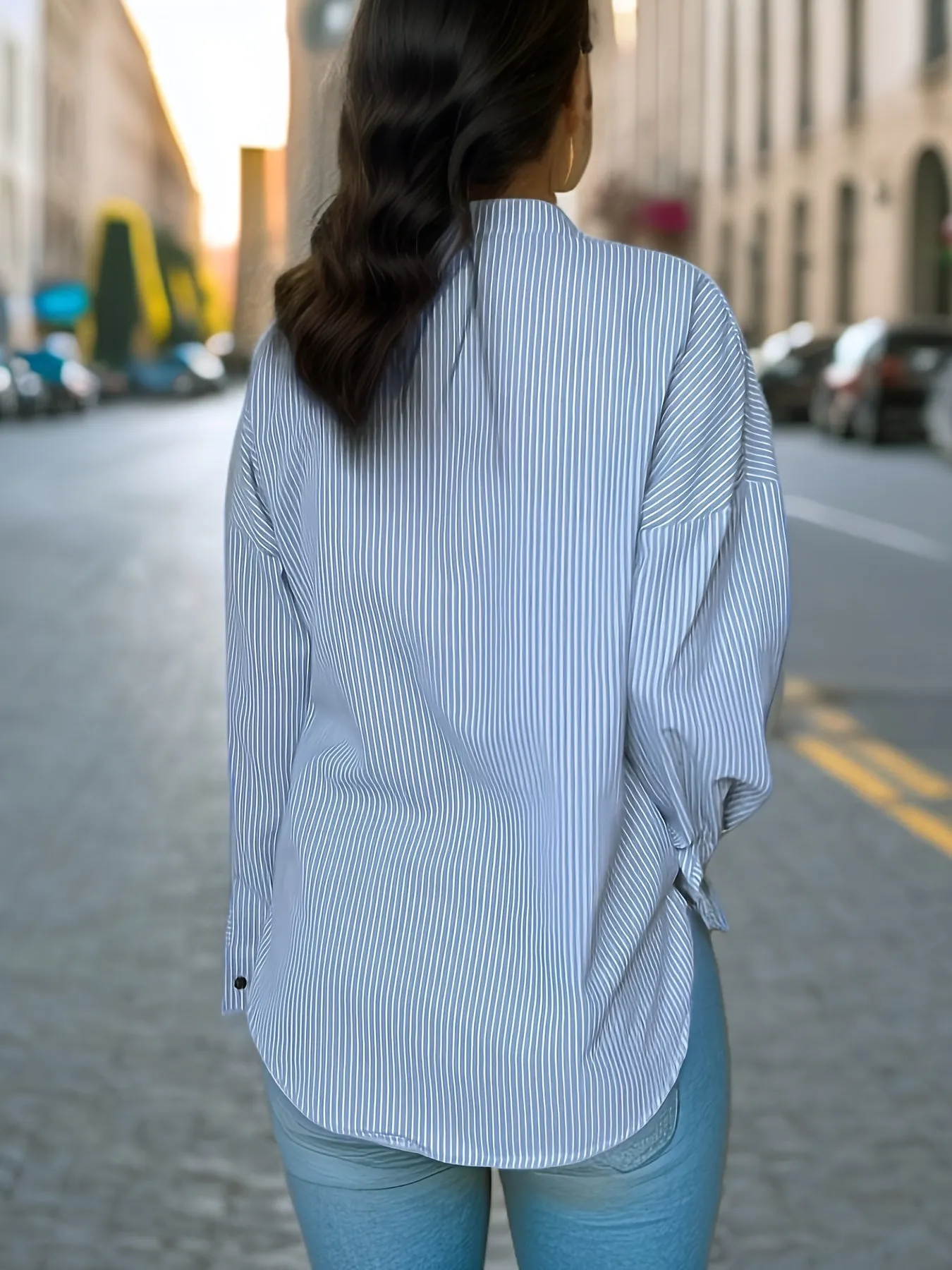 Stripe ButtonFront Blouse Versatile Spring  Fall Fashion Staple