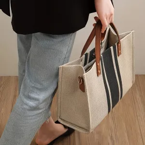 Striped Work Tote Classic Spacious  Versatile