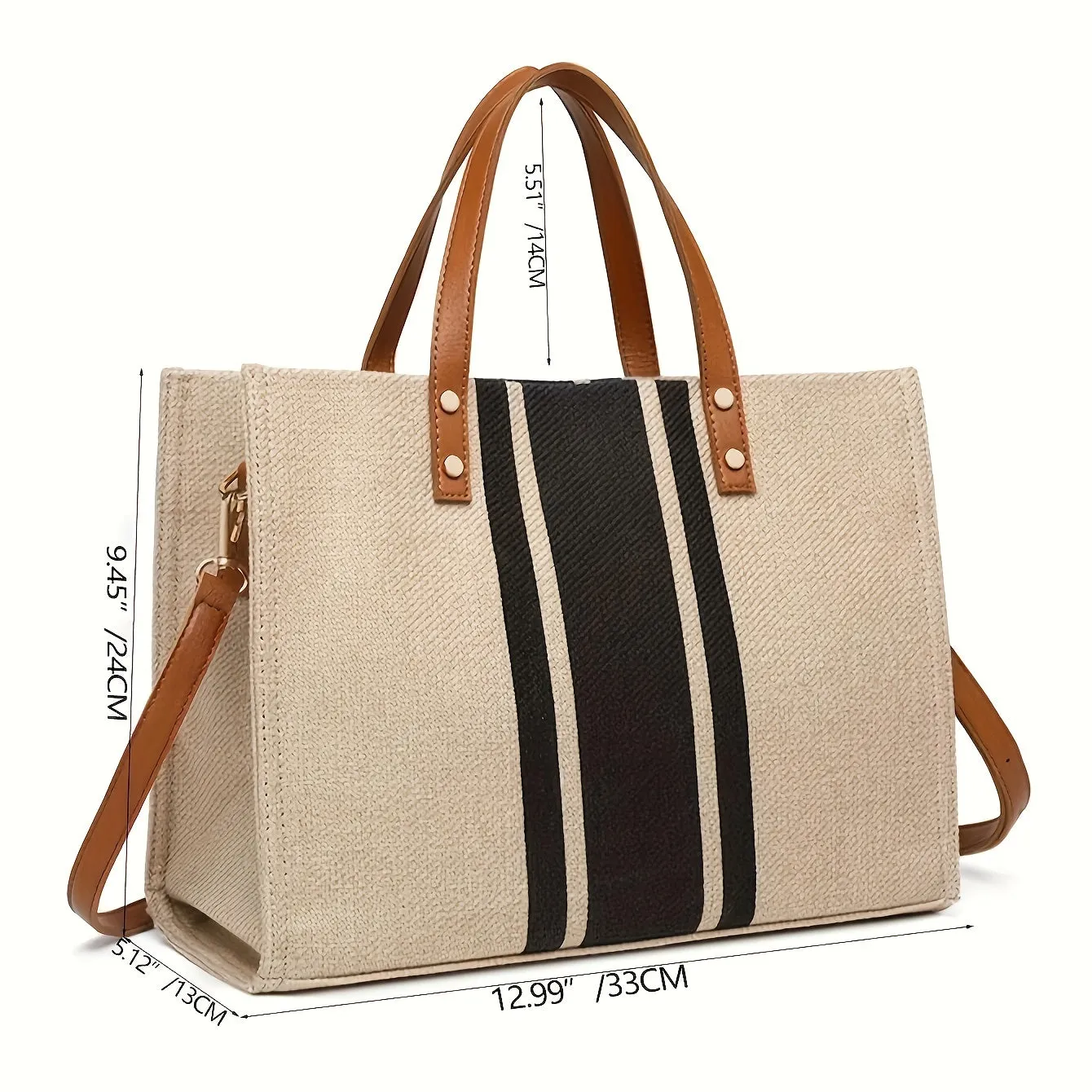 Striped Work Tote Classic Spacious  Versatile