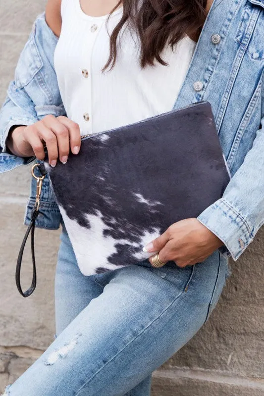 TEEK - Faux Fur Cow Animal Clutch