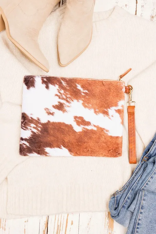 TEEK - Faux Fur Cow Animal Clutch