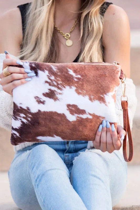 TEEK - Faux Fur Cow Animal Clutch