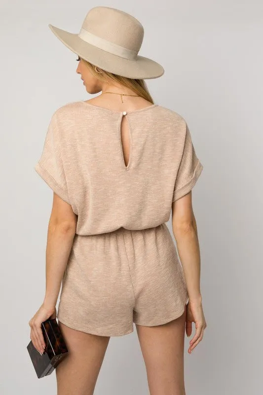 TEEK - Short Roll-Up Sleeve Elastic Waist Romper