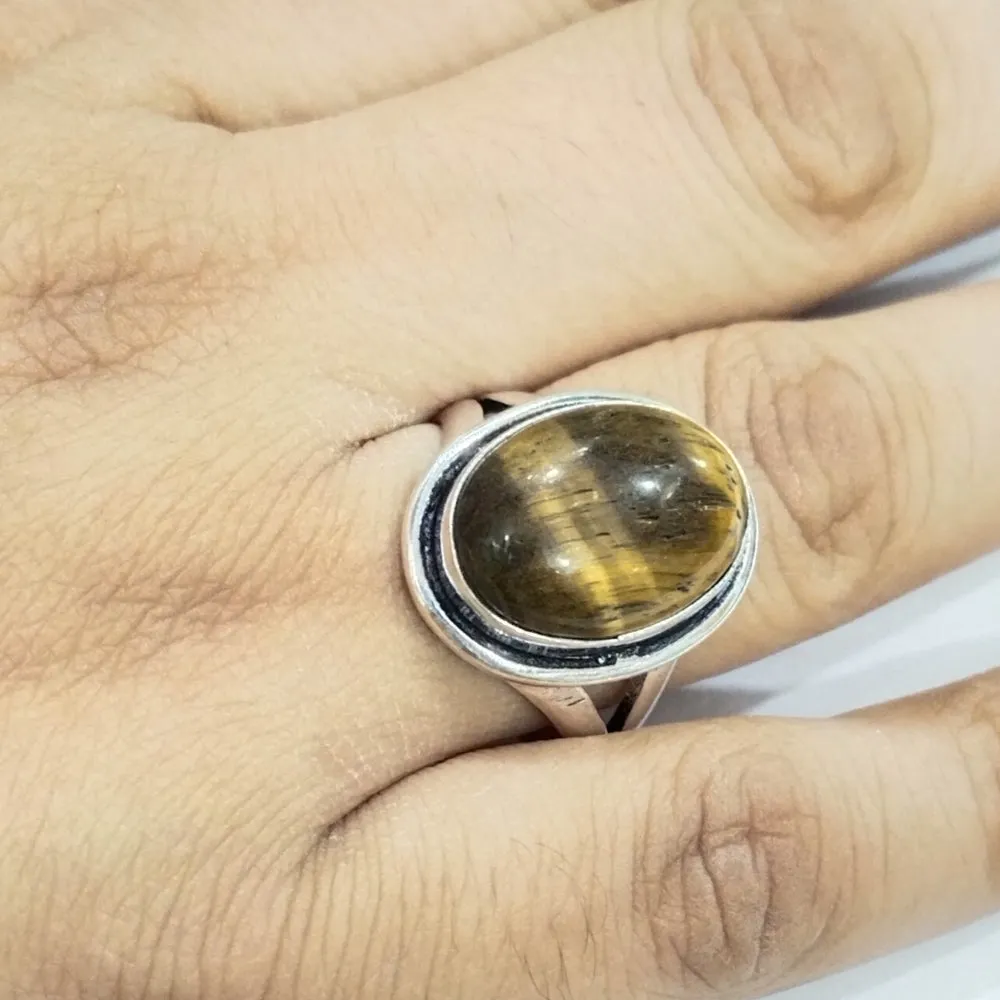 Tiger Eye Adjustable Ring for Abundance, Prosperity, Self Love, Wealth Will Power and Protection