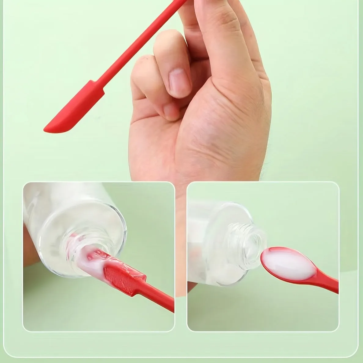 Versatile 3Piece Silicone Scraper Set Cosmetic and Jam Spoon