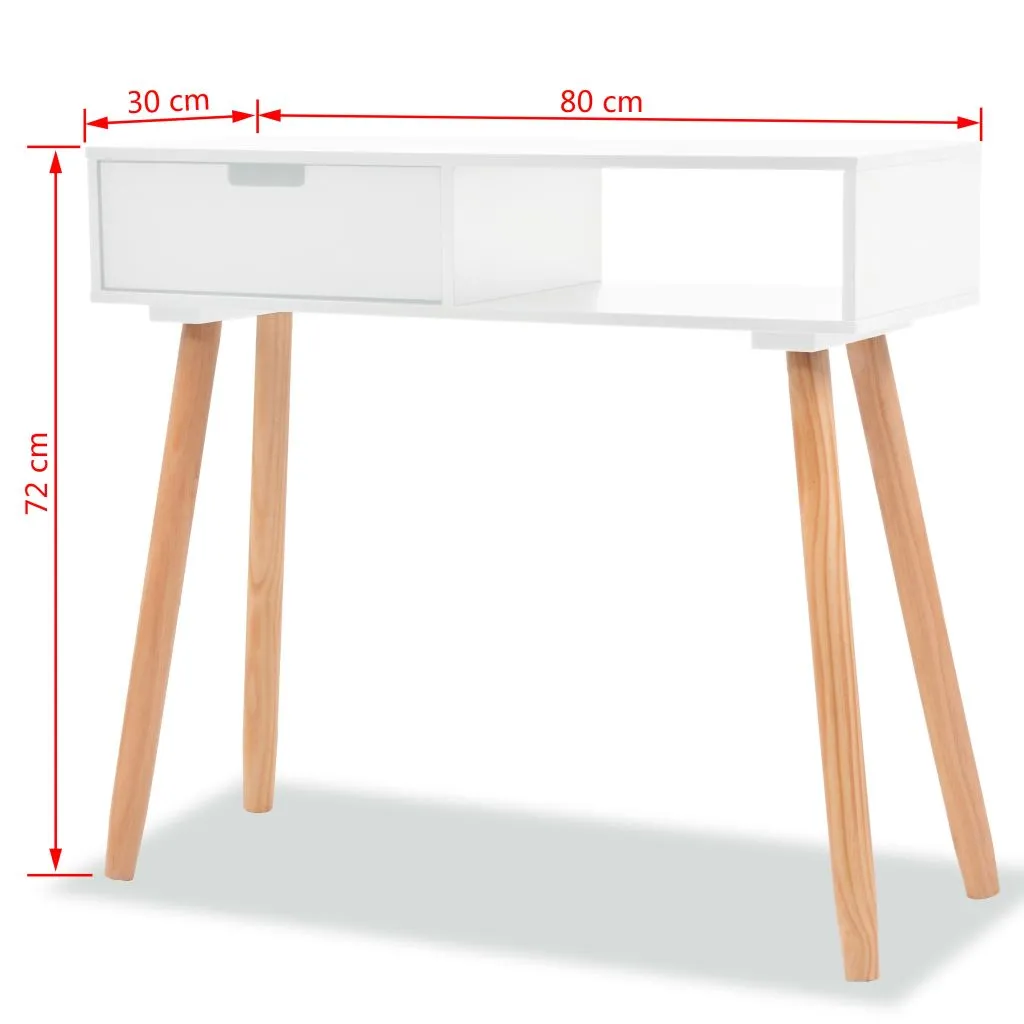 vidaXL Console Table Solid Pinewood 80x30x72 cm White