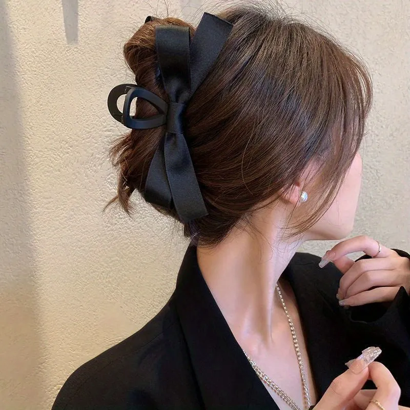 Vintage Black Bowknot Hair Clip for Elegant Styling