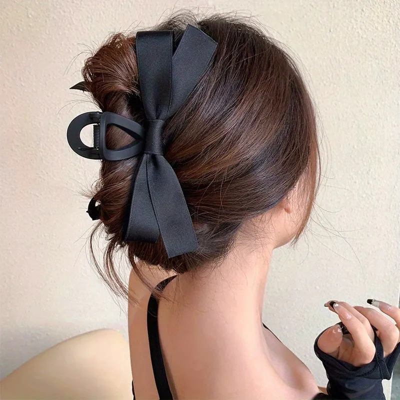 Vintage Black Bowknot Hair Clip for Elegant Styling