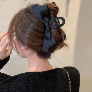 Vintage Black Bowknot Hair Clip for Elegant Styling