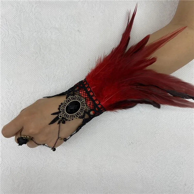 Vintage Lace Feather Cuff for Gothic Lolita Wedding Accessories