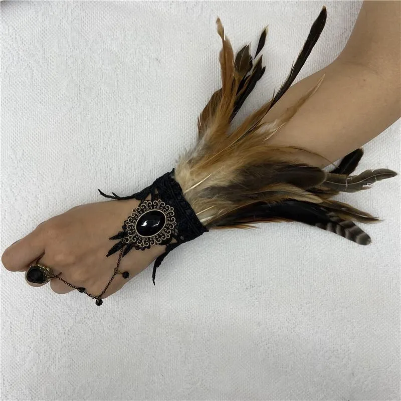 Vintage Lace Feather Cuff for Gothic Lolita Wedding Accessories