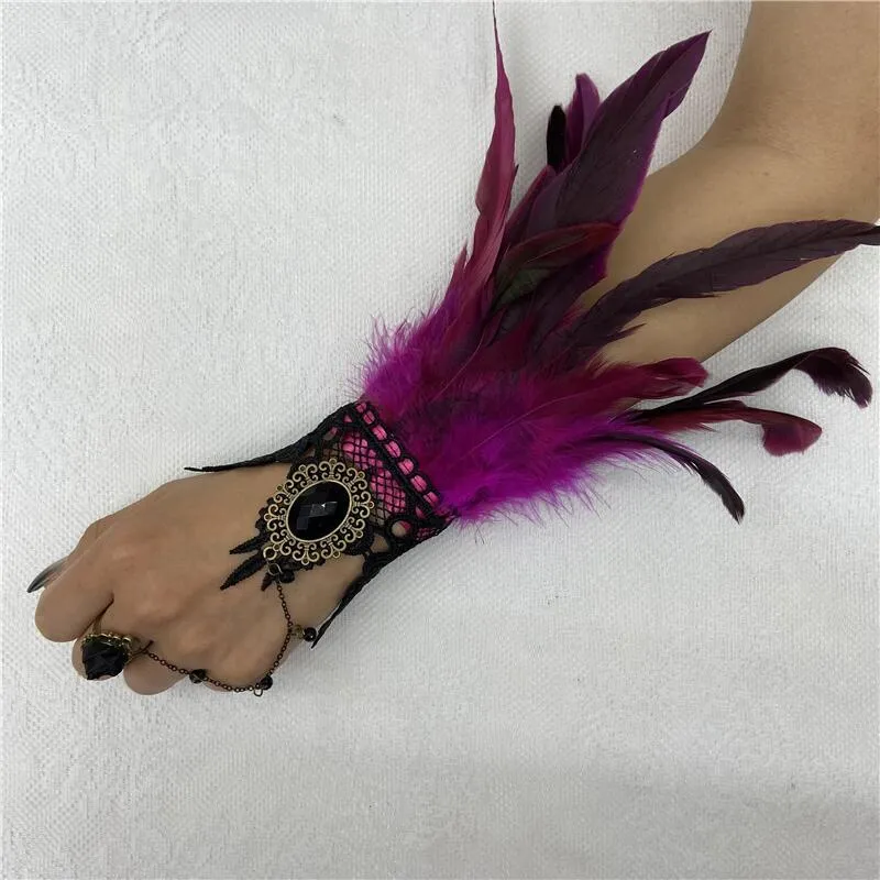 Vintage Lace Feather Cuff for Gothic Lolita Wedding Accessories