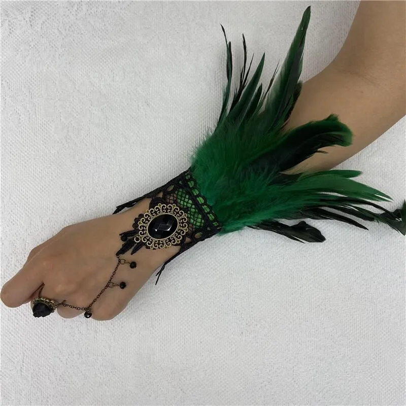 Vintage Lace Feather Cuff for Gothic Lolita Wedding Accessories