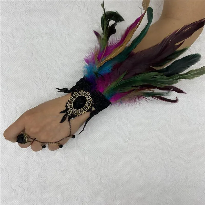 Vintage Lace Feather Cuff for Gothic Lolita Wedding Accessories