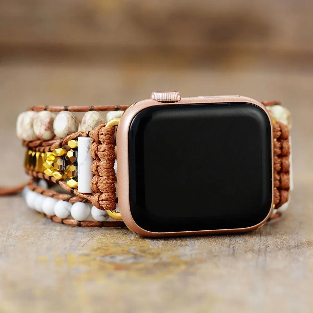 White Onyx and Howlite Apple Watch Band Wrap