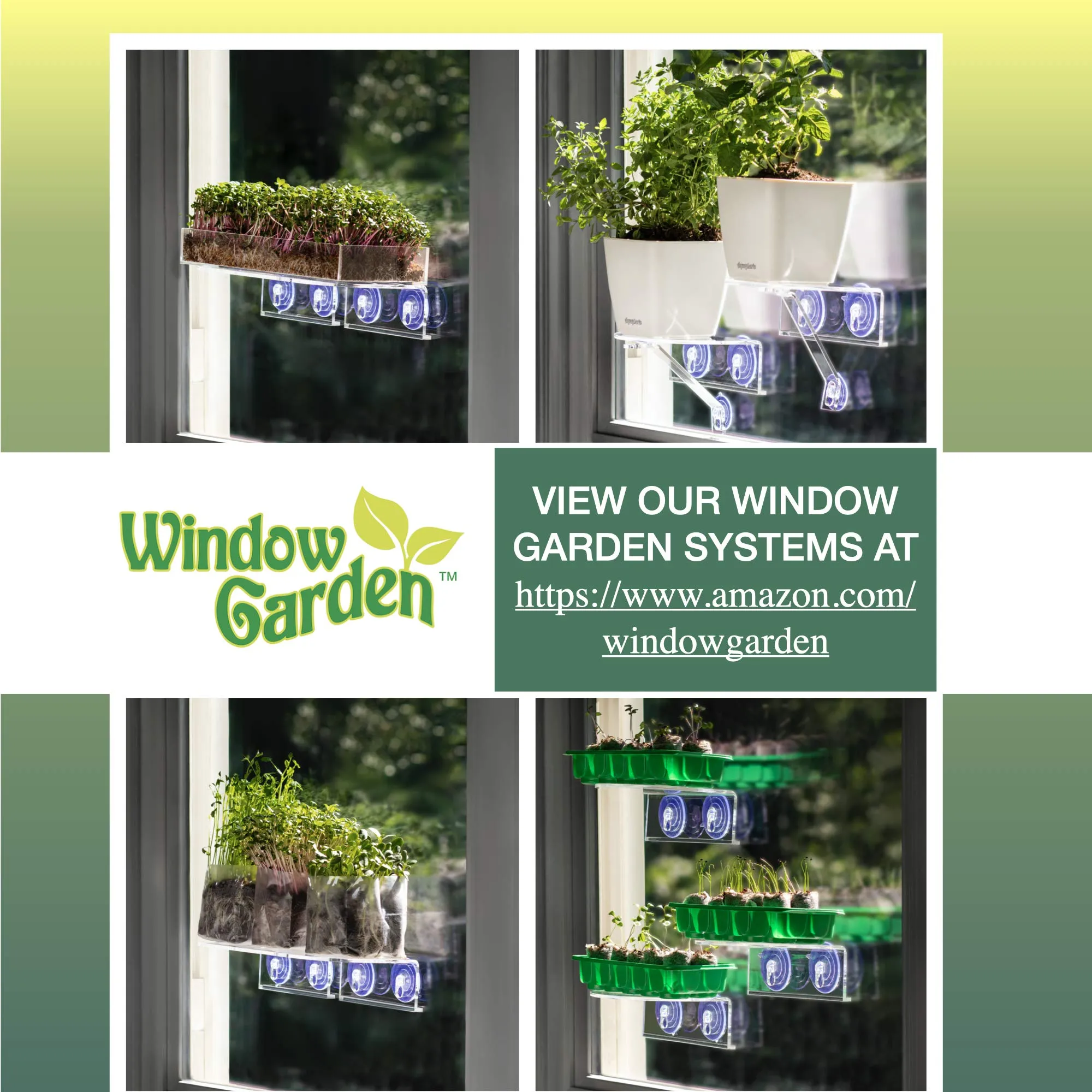 Window Garden  Microgreen Tray, Made of Beautiful Acrylic. Includes Fiber Soil