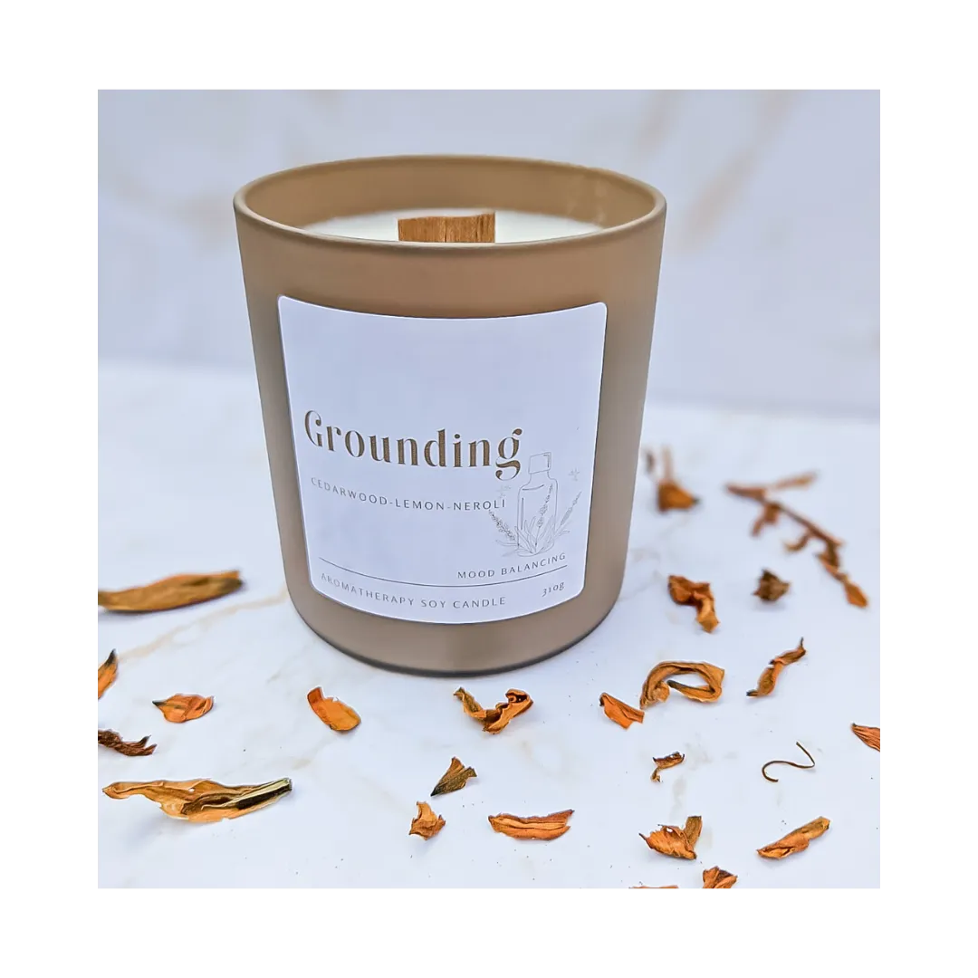 Wood Wick Aromatherapy Candle~ Grounding