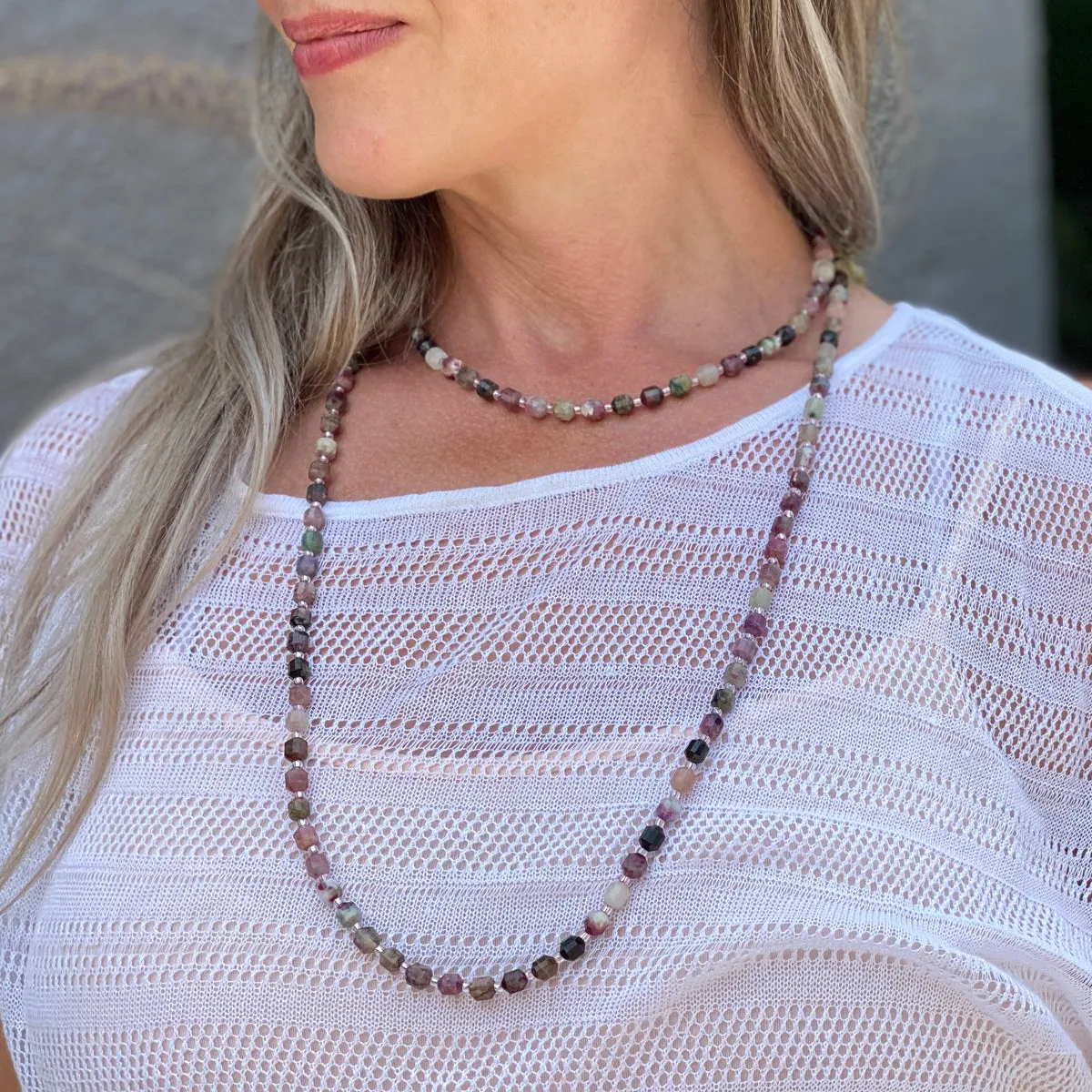 Yoga Themed Jewelry Set for Her with Tourmaline for Understanding